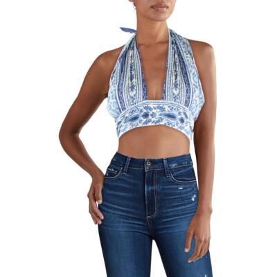 

Johanna Ortiz Женская хлопковая блуза без рукавов с принтом на бретельках BHFO 7343, Blue/ecru