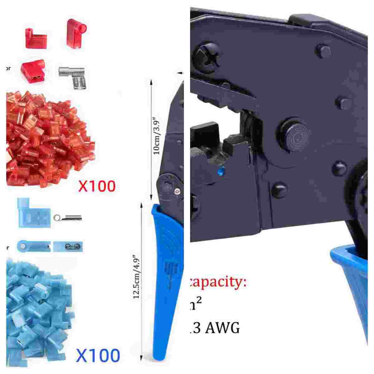 Nylon Flag Terminals Right Angle Connectors /Ratchet Terminal Crimper Wire Crimp