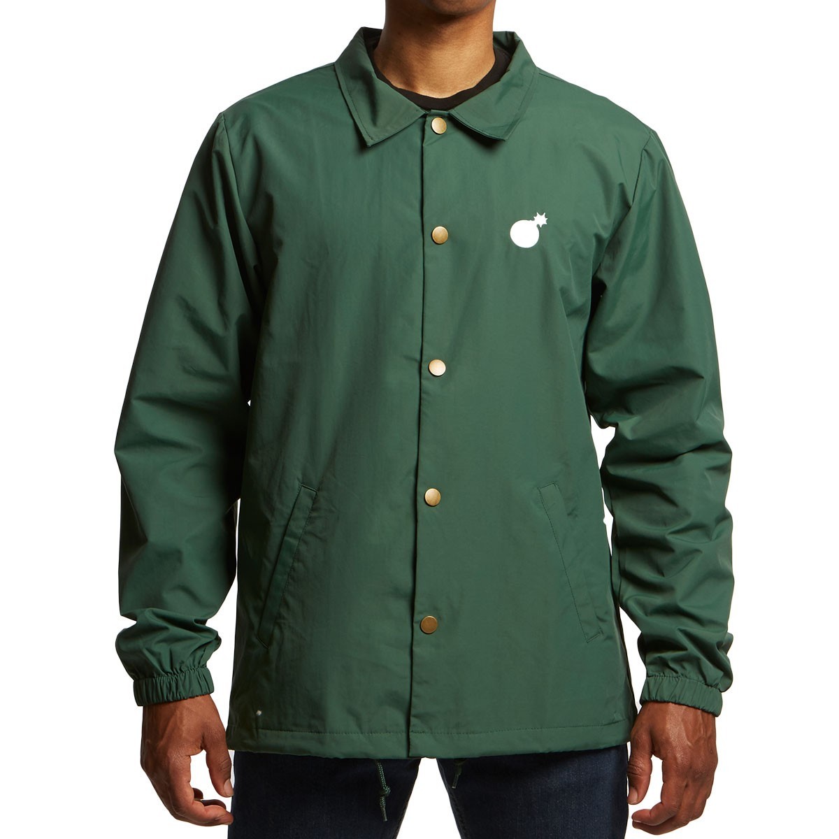 THE HUNDREDS BAR LOGO COACH JACKET STREETWEAR FOREST GREEN