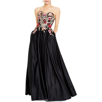 

Женское черное вечернее платье с вышивкой Blondie Nites для подростков  BHFO 9357, Black multi