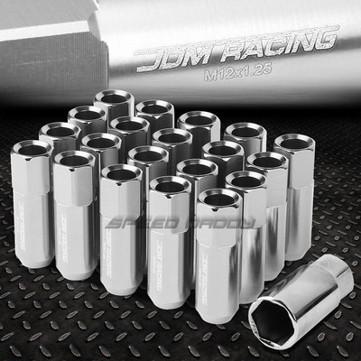 НАБОР ГАЕК С ОТКРЫТЫМ ШЕСТИГРАННИКОМ JDM СЕРЕБРИСТОГО ЦВЕТА С 20 НАКОНЕЧНИКАМИ + АДАПТЕР M12X1.25 ДИАМЕТРОМ 25 ММ/ ВЫСОТОЙ 60 ММ
