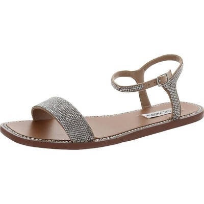 

Женские серебряные сандалии на плоской подошве Steve Madden 9,5, средний (B,M) BHFO 0679, Rhinestone, NISHAR