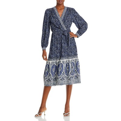 Женское длинное миди-платье Kobi Halperin Andie Blue с завязками на талии, L BHFO 1239
