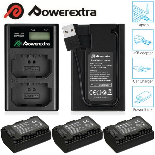 NP-FZ100 Battery / Charger for Sony ZV-E1 FX3 FX30 A7C Alpha A7 III A7R III A9
