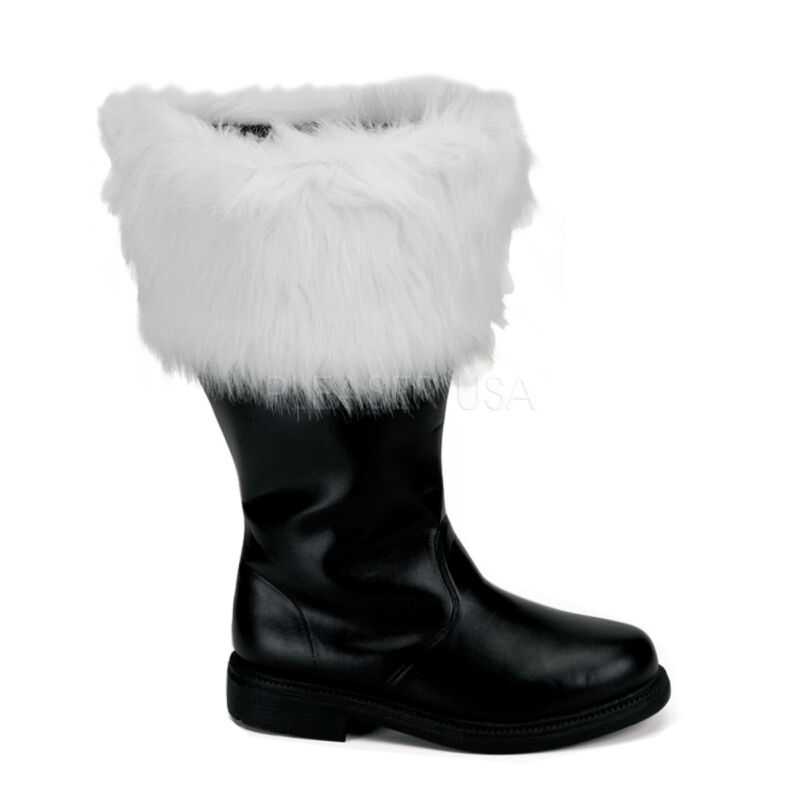 Mens Mall Santa Claus Father Christmas Wide Calf Leg Costume Boots size 11 12 13