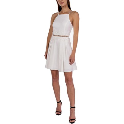 Женское белое мини-платье B. Darlin с кружевной вставкой и расклешенными рукавами для юниорок 9/10 BHFO 6204