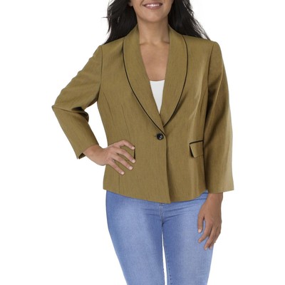 

Le Suit Womens Gold Herringbone Work One Button Blazer Jacket Plus  BHFO 1621, Dijon/black