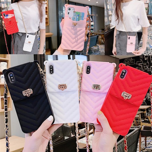 Crossbody Chain Strap Card Wallet Case Cover For iPhone 13 Pro Max 12 11 XS 7 8+