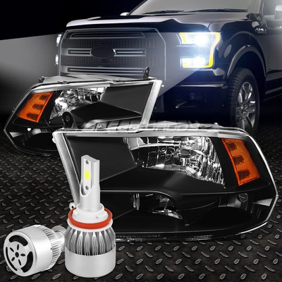 ЧЕРНАЯ ЧЕТЫРЕХЪЯДЕРНАЯ ФАРА + ЯНТАРНЫЙ УГОЛОК + БЕЛЫЙ СВЕТОДИОД H8 HID с ВЕНТИЛЯТОРОМ ДЛЯ 09-17 RAM DS DJ D2