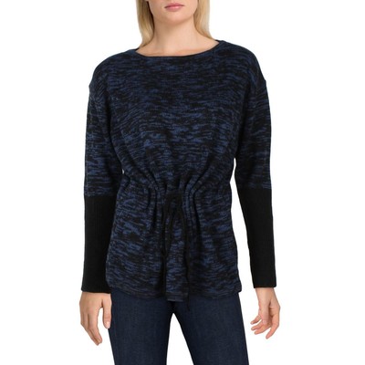 

Женский темно-синий пуловер в рубчик Nancy Yang с завязкой спереди,  BHFO 0594, Navy/black