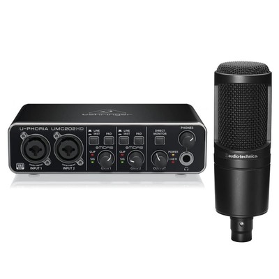 USB-аудиоинтерфейс Behringer U-PHORIA UMC202HD с микрофоном AT2020