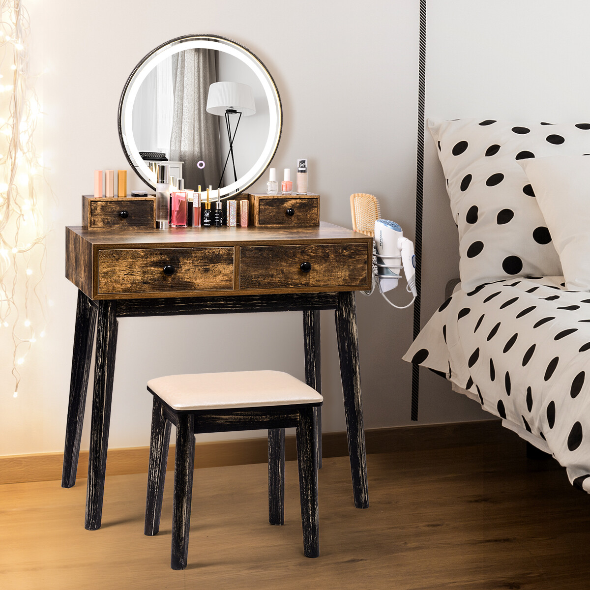 Vanity Set With Led Lighted Mirror Makeup Dressing Table Desk Stool Bedroom Retr 4894707284353 Ebay Vanity Set With Led Lighted Mirror Makeup Dressing Table Desk Stool Bedroom Retr 4894707284353 Ebay