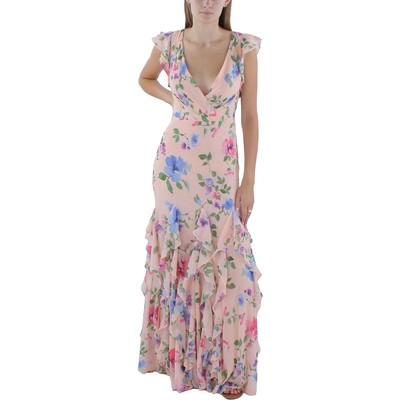 Женское розовое вечернее платье макси с запахом из искусственной кожи Lauren Ralph Lauren 2 BHFO 6092