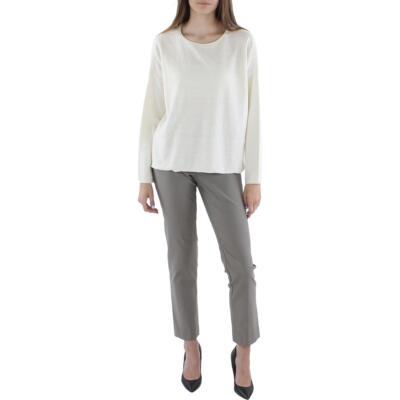 

Женская рубашка с круглым вырезом и круглым вырезом Eileen Fisher BHFO 5864, Цвет слоновой кости