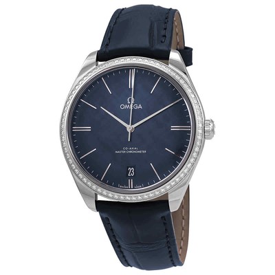 Мужские часы Omega De Ville Tresor с бриллиантовым синим циферблатом 435.18.40.21.03.001