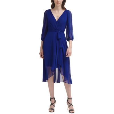 

Женское шифоновое свадебное платье миди DKNY с искусственным запахом BHFO 9678