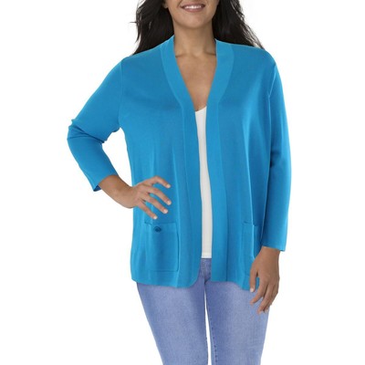 

Женский синий вязаный кардиган с длинными рукавами Anne Klein Sweater Top Plus  BHFO 4088, Tropical blue
