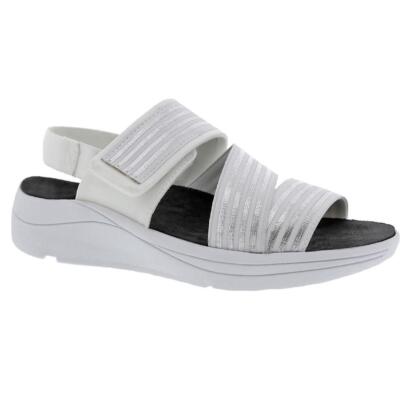Drew Womens Sutton Open Toe Adjustable Striped Wedge Sandals Shoes BHFO 3805