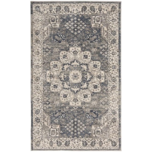 Нескользящий коврик Oriental Power Loom 3 X 5 Серого цвета и цвета Слоновой Кости