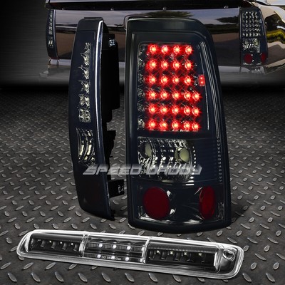 ХРОМИРОВАННЫЙ ЗАДНИЙ ФОНАРЬ СО СВЕТОДИОДНОЙ ПОДСВЕТКОЙ + ЧЕРНЫЙ 3-Й СТОП-СИГНАЛ И ГРУЗОВОЙ ФОНАРЬ ДЛЯ 99-03 SILVERADO/SIERRA