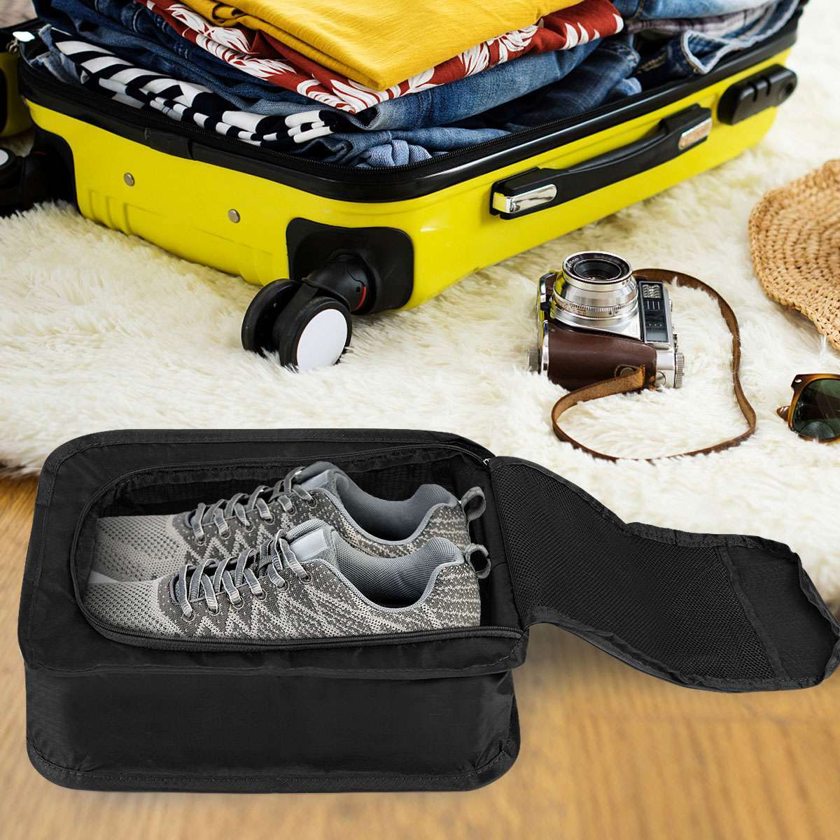 3x Waterproof Foldable Travel Shoe Bag Handle Sports Gym Carry Case Storage