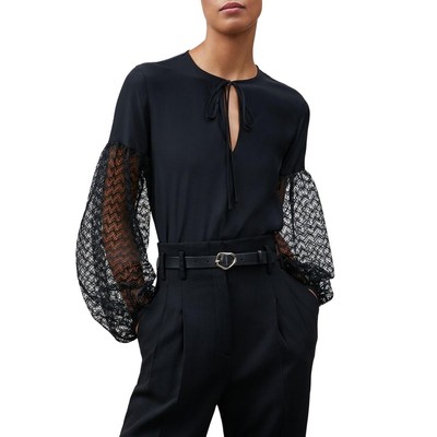 

Lafayette 148 New York Женская черная шелковая блузка с v-образным вырезом Val  BHFO 5293, Черный