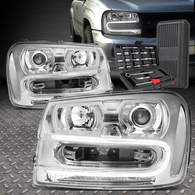 ДЛЯ 02-09 CHEVY TRAILBLAZER LED DRL ХРОМИРОВАННЫЕ ПРОЗРАЧНЫЕ ПРОЕКТОРНЫЕ ФАРЫ + НАБОР ИНСТРУМЕНТОВ