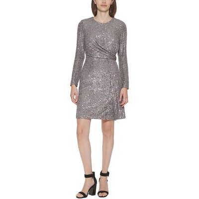 

Женское серебряное коктейльное и праздничное платье Calvin Klein  BHFO 1677, Серебряный
