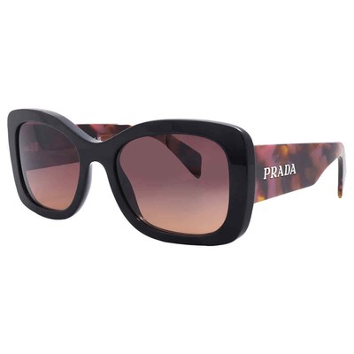 Pre-owned Prada Brown Gradient Butterfly Ladies Sunglasses Pr A08s 12o50c 56