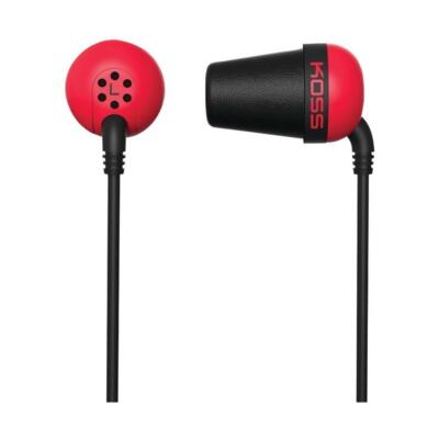 Наушники Koss Plug Earbud с шумоизоляцией и подушечками из пены с эффектом памяти, красные