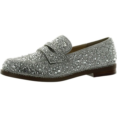 

Женские лоферы на плоской подошве Betsey Johnson Aron Silver 6 Medium (B,M) BHFO 5328, Rhinestone, Aron