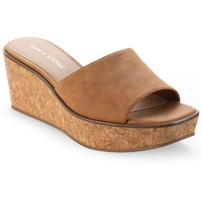 

Сандалии на танкетке Sun + Stone Womens Charlottee из искусственной кожи без шнуровки BHFO 0155, Charlottee