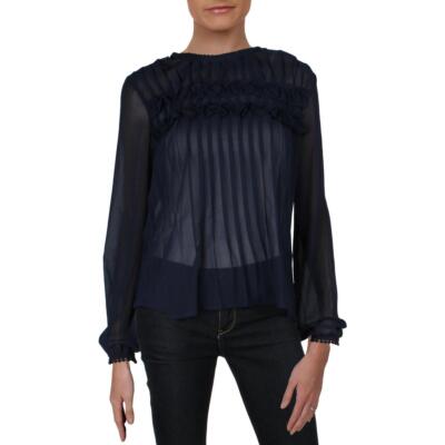 

Женская темно-синяя шифоновая прозрачная блузка с рюшами Endless Rose  BHFO 6969, Navy