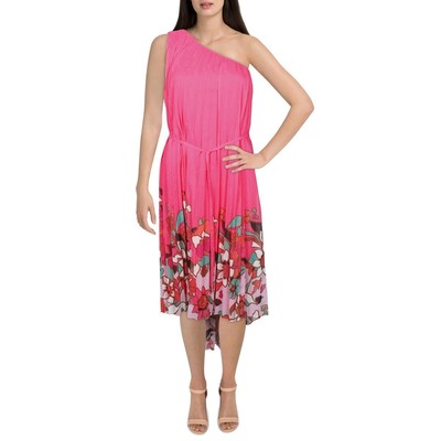 

Женское розовое асимметричное платье миди с цветочным принтом Ted Baker для подростков  BHFO 7499, Bright pink