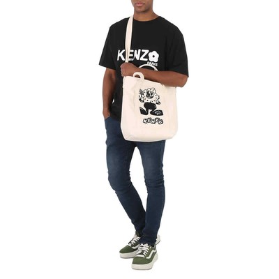 Pre-owned Kenzo Graphic Tote Bag In Ecru Fd55sa901f35.03 In White