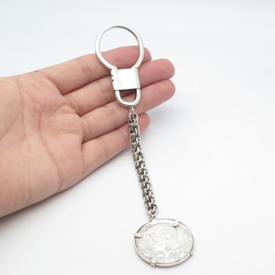 900 Silver Vintage 1964 Kennedy Half Dollar Coin Key Chain