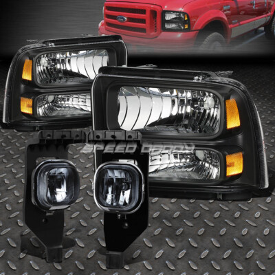ЧЕРНЫЙ КОРПУС ФАРЫ + ДЫМЧАТАЯ ЛИНЗА ПРОТИВОТУМАННОЙ ФАРЫ ДЛЯ 05-07 FORD SUPER DUTY LHS +RHS