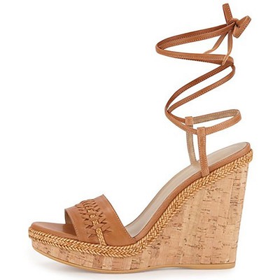 

Женские сандалии на танкетке Stuart Weitzman с завязкой на завязках 10 Medium (B,M) BHFO 4714, Camel vecchio nappa, Tiedover