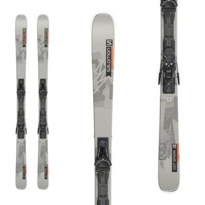 Salomon E Qst Spark Skis Storm Gray/Black/Flame 141cm 2023 w/ Salomon E M10 Gw