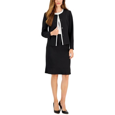 Женский черный деловой блейзер Le Suit без воротника Petites 12P BHFO 6838