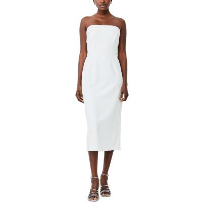French Connection Womens White Textured Mid Calf Bodycon Dress 10 BHFO 7093