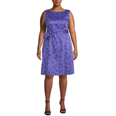 

Женское платье миди без рукавов с вырезом лодочкой и цветочным принтом Anne Klein Plus BHFO 3661, Rain/shadow combo