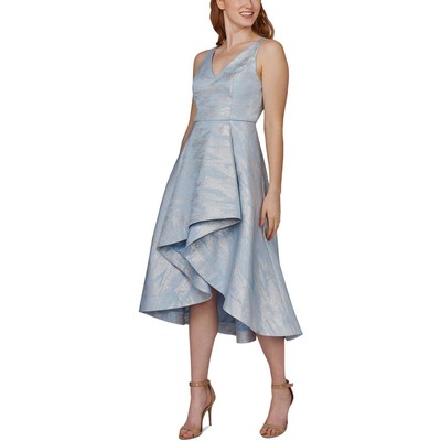 

Adrianna Papell Женское синее платье с расклешенным силуэтом металлик Petites 0P BHFO 3430, Skyway