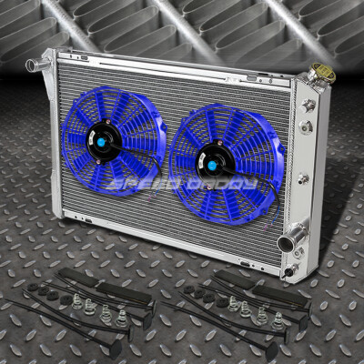 3-РЯДНЫЙ АЛЮМИНИЕВЫЙ РАДИАТОР + КОМПЛЕКТ ИЗ 2X9 ВЕНТИЛЯТОРОВ СИНЕГО ЦВЕТА ДЛЯ 82-92 CHEVY CAMARO/FIREBIRD V8
