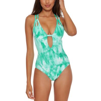 

Becca Женский цельный купальник Salsa на шнуровке в рубчик Купальник BHFO 7889, Jasper