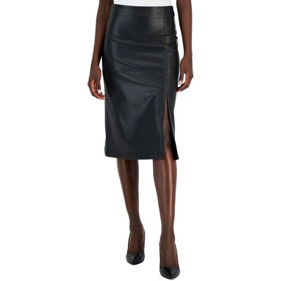 Женская черная юбка-карандаш длиной до колен из искусственной кожи Anne Klein 8 BHFO 1974