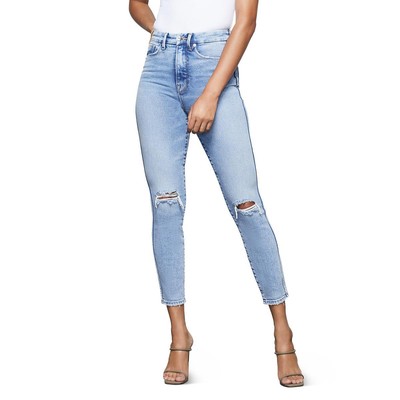 

Укороченные джинсы Good American Womens Good Curve Crop Blue Denim  BHFO 6086, Синий