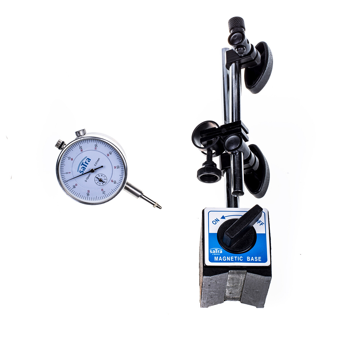 S-MAHO2 0-10mm Dial Test Indicator DTI & Magnetic Stand Holder Clock ...