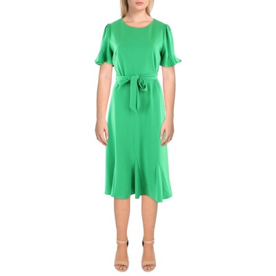 

Женское зеленое вязаное платье миди с короткими рукавами DKNY  BHFO 1301, Зеленый