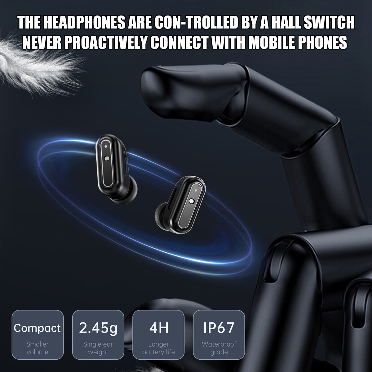 Smart Watch with Earbuds Men Smartwatch 2 in 1 Wireless Headset For iOS Android